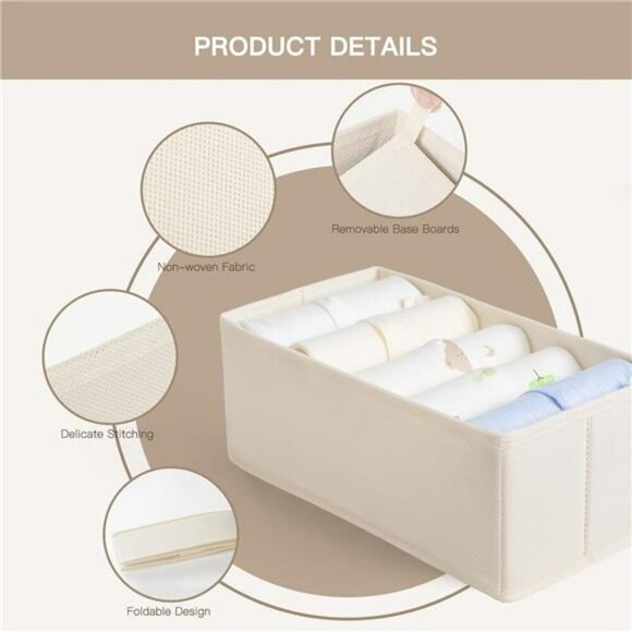 Foldable Drawer Organizer Bins for Clothes Baby Socks Underwear Storage Set - Picture 5 of 7